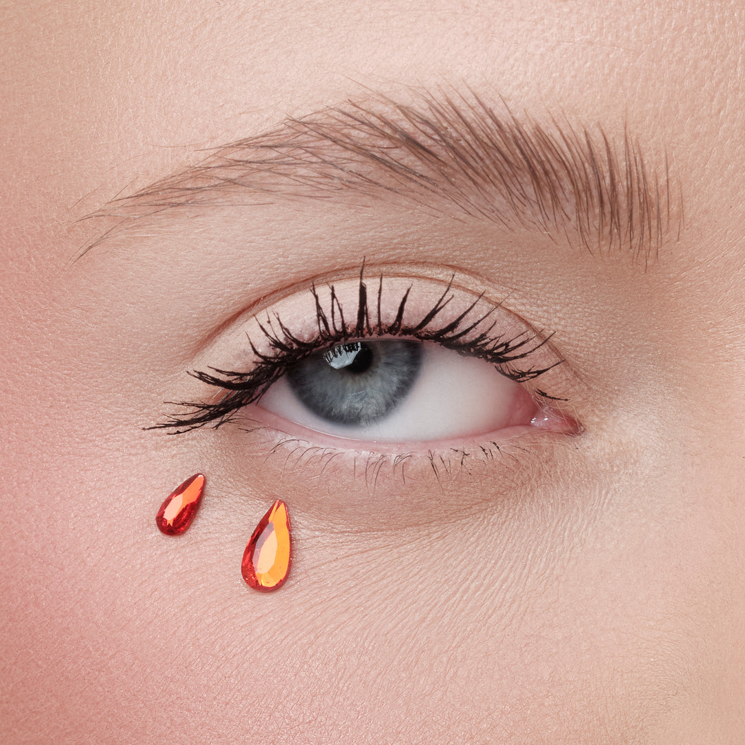 BLOOD RED RHINESTONE TEAR DROPS
