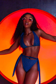 Midnight BLUE RHINESTONE BIKINI TOP