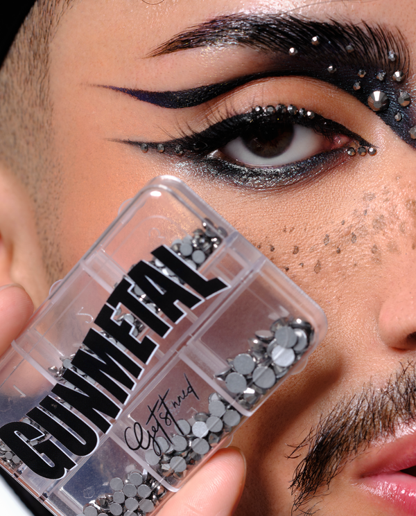 Euphoria looks, Euphoria makeup, Rhinestone makeup , Rhinestone nails, Face gems, Face jewels, silver nails, silver makeup